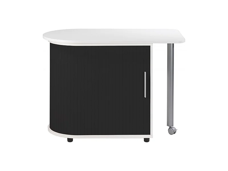 Bureau Informatique Blanc et Table Pivotante - Coloris: Noir