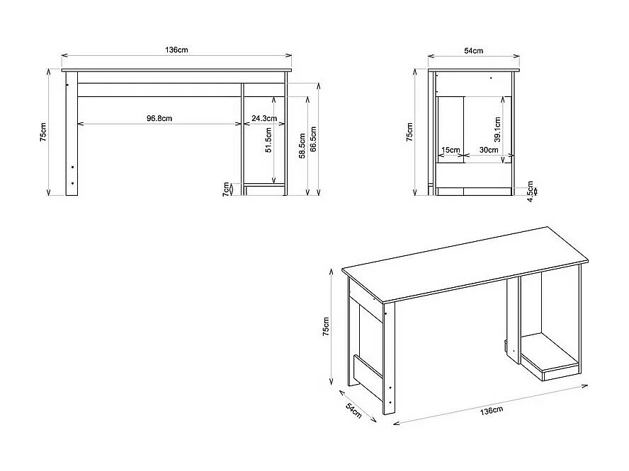 Bureau Gamer Noir Support UC L 136 H 75 P 54 cm