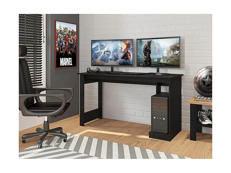 Bureau Gamer Noir Support UC L 136 H 75 P 54 cm