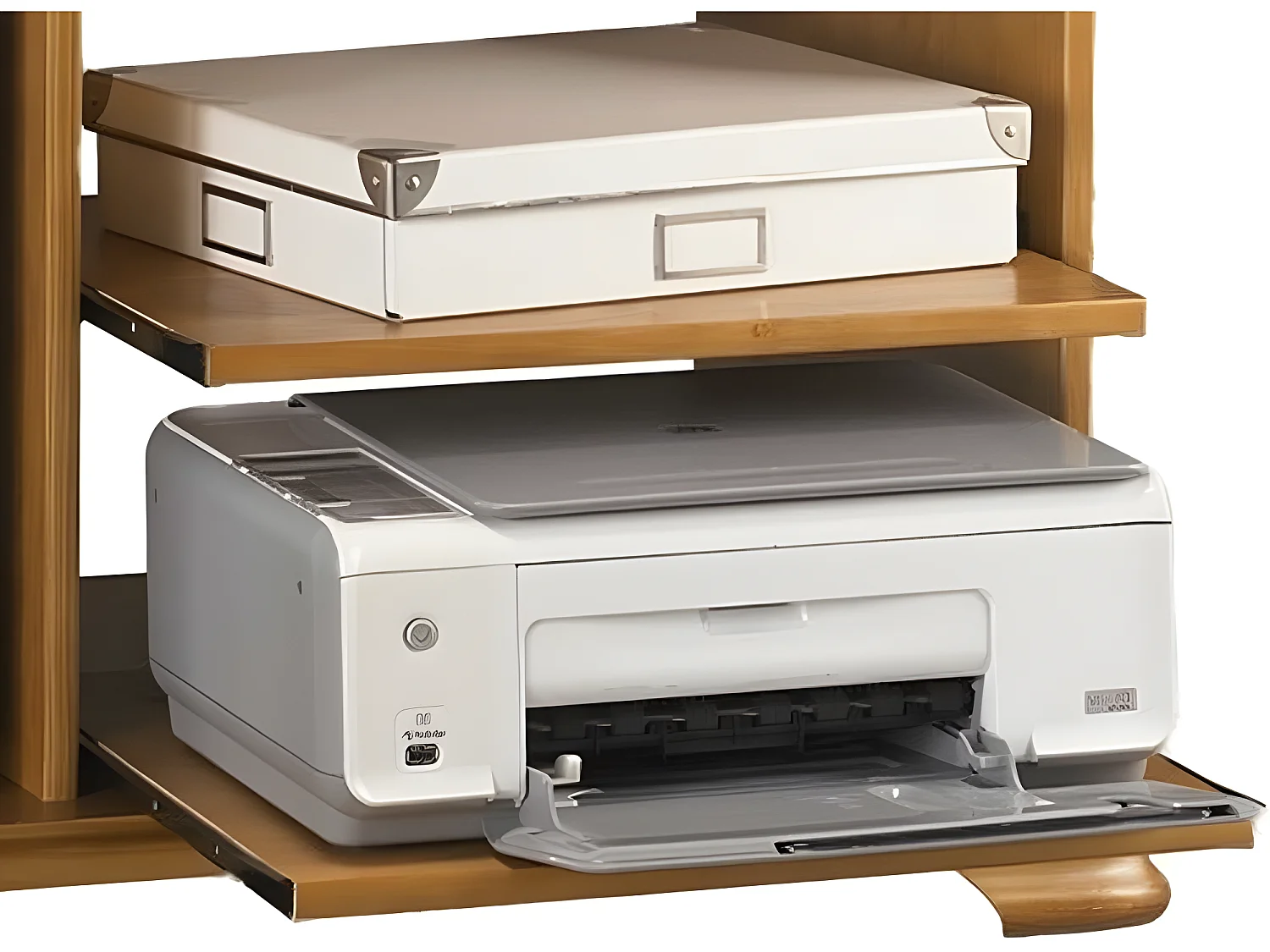 Desserte Informatique Pin Miel 5 Niches L 88 H 85.5 P 55 cm