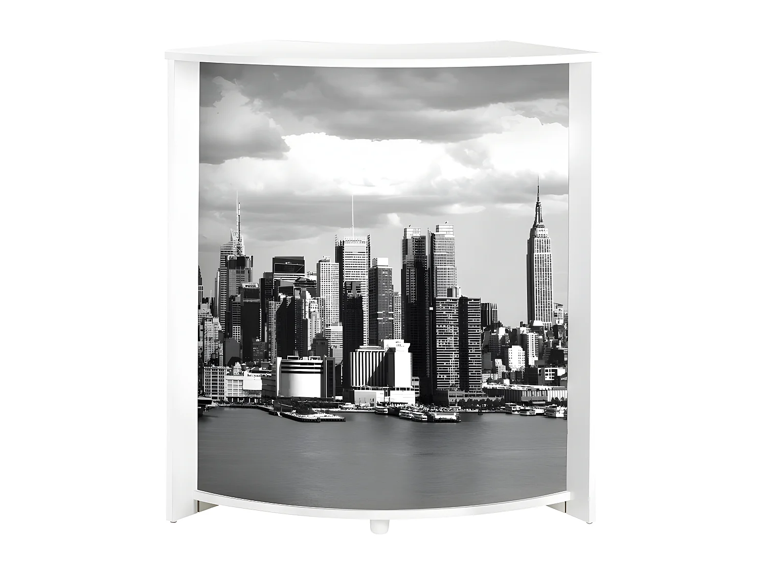 Meuble Comptoir Bar 96 cm Blanc 3 Niches - Coloris: Manhattan 508