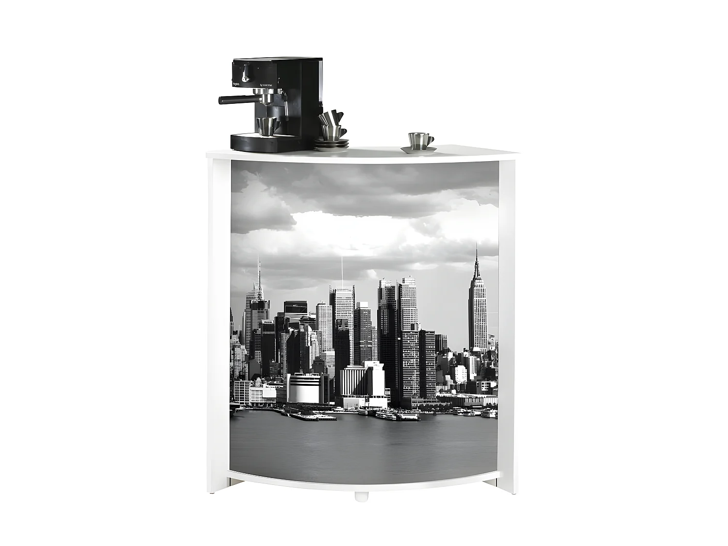 Meuble Comptoir Bar 96 cm Blanc 3 Niches - Coloris: Manhattan 508