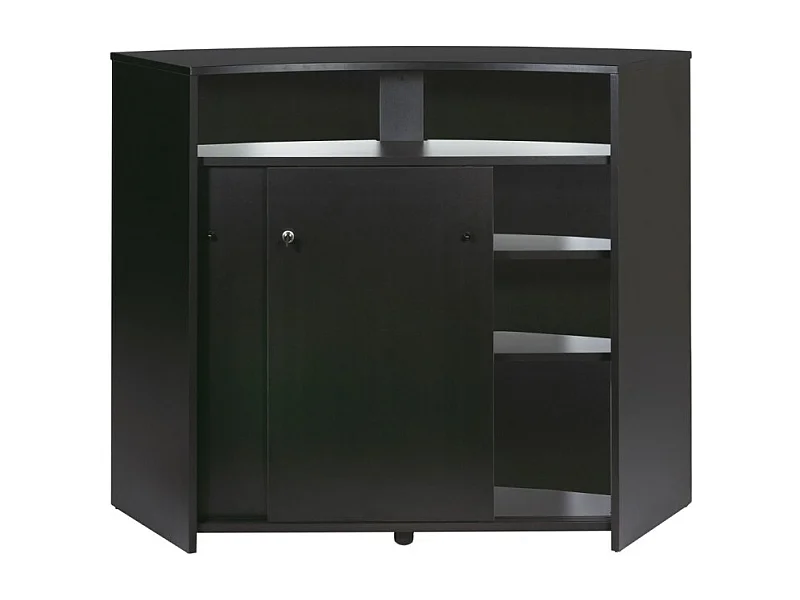 Comptoir Acceuil 2 Portes Serrure Face Noire 4 Niches L 134,5 H 104,8 P 55,3 cm - Coloris: Noir