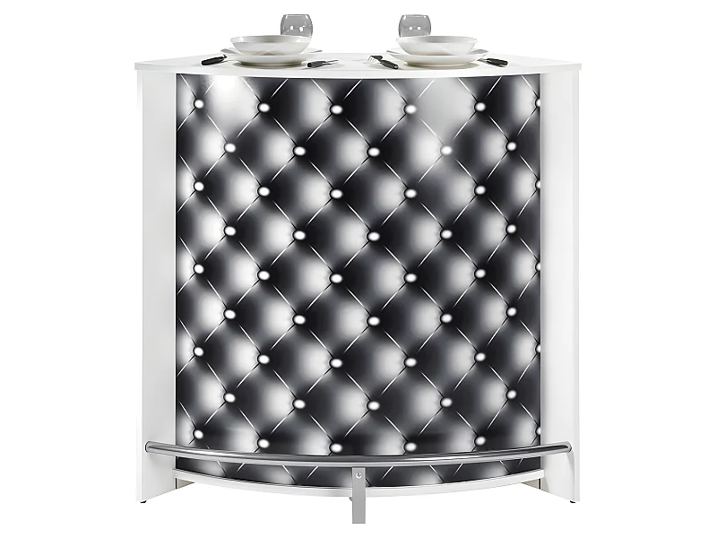 Meuble Bar Comptoir Cuisine Blanc 107 cm - Coloris: Capitons 911