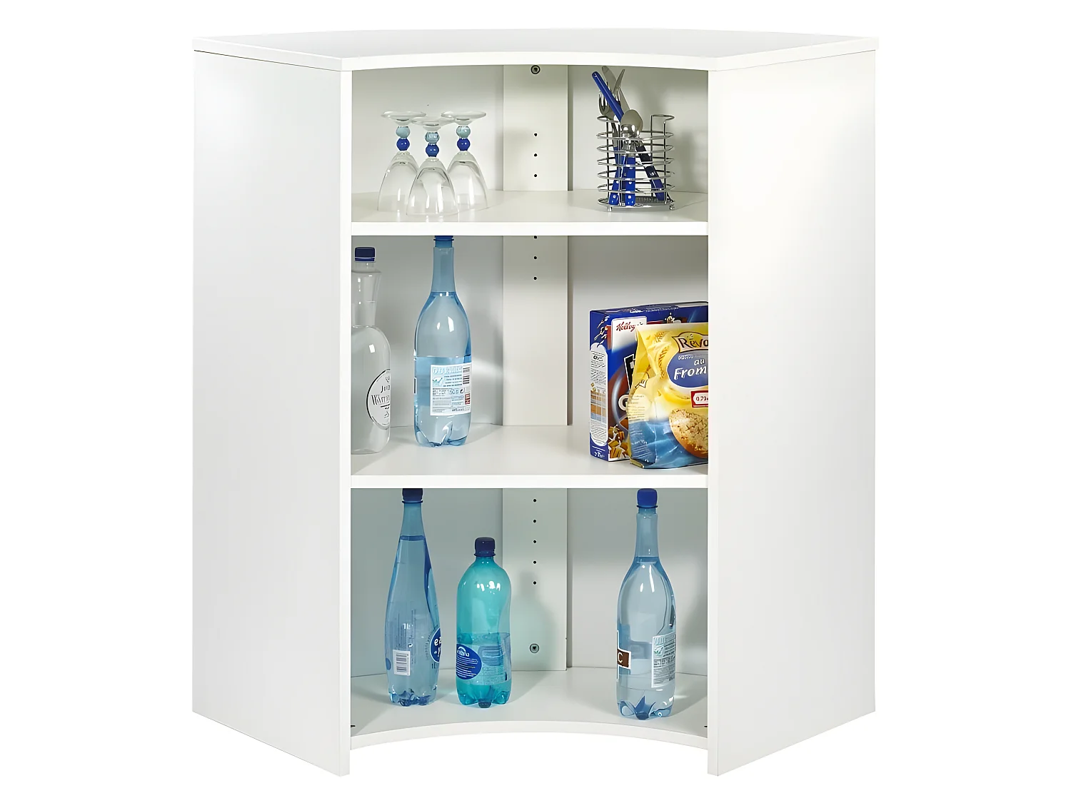 Meuble Bar Comptoir Cuisine Blanc 107 cm - Coloris: Capitons 911