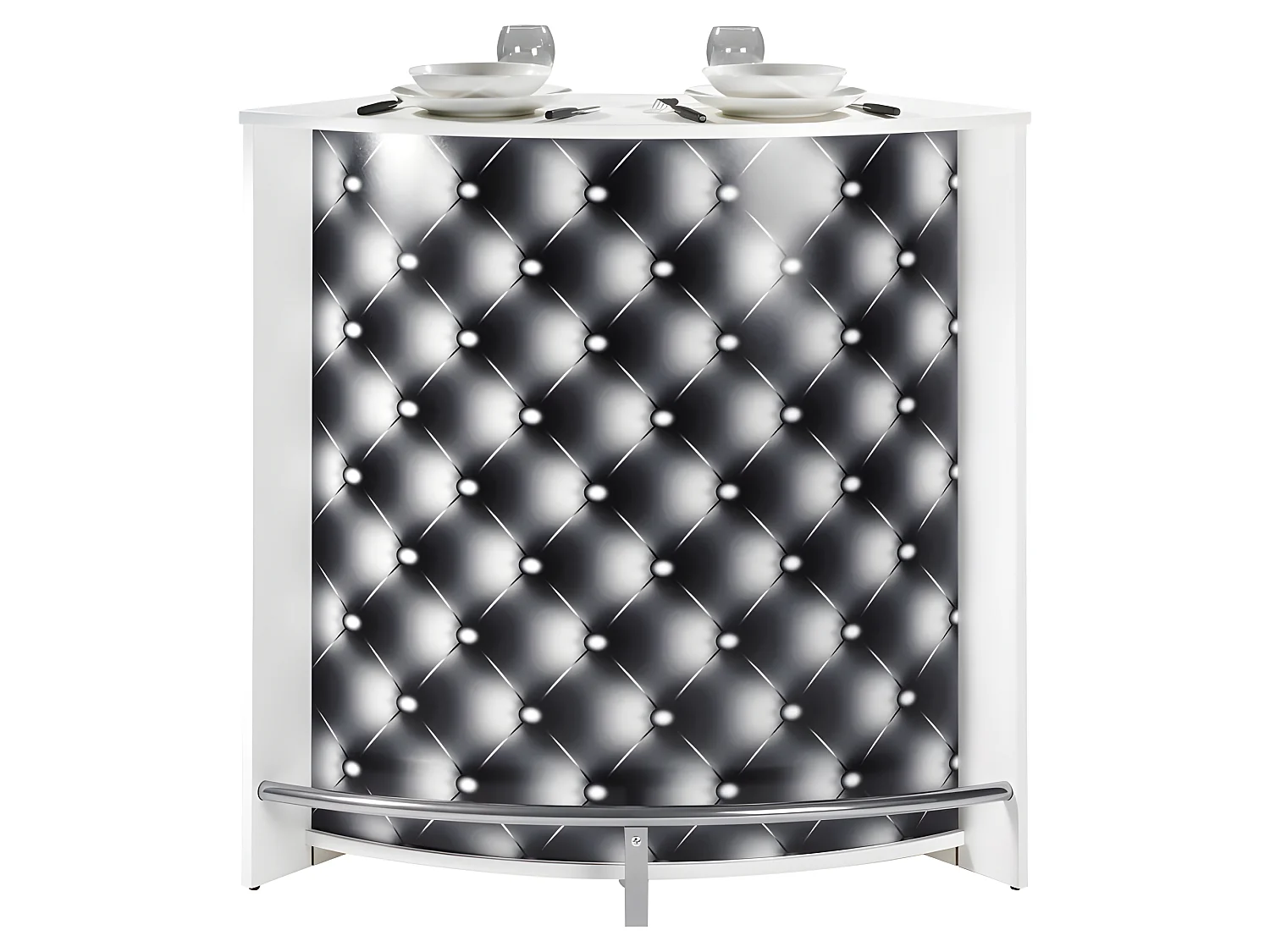 Meuble Bar Comptoir Cuisine Blanc 107 cm - Coloris: Capitons 911