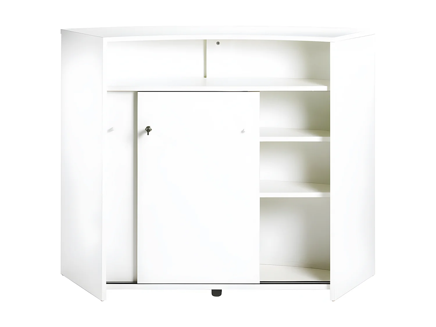 Comptoir Bar 2 Portes Blanc Serrure 4 Niches L 134,5 H 104,8 P 55,3 cm - Coloris: Blanc