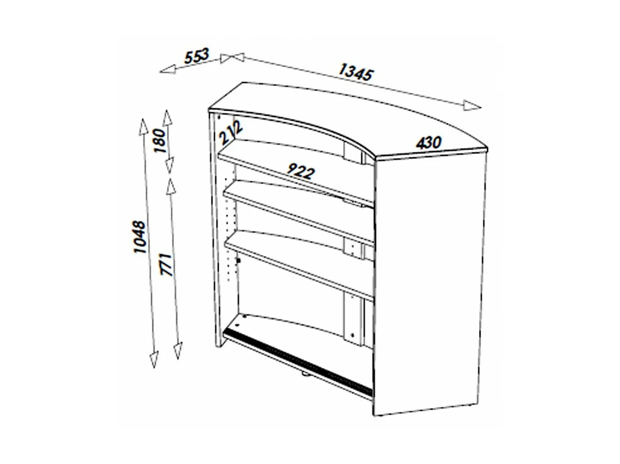 Meuble Bar, Meuble Comptoir Blanc 135 cm - Coloris: Blanc