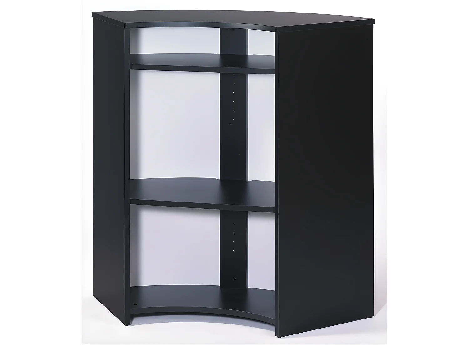 Meuble Comptoir Bar Noir 3 Niches Repose-Pieds Métal 106,9 x 104,8 x 53,3 cm - Coloris: Capitons Rouges 922