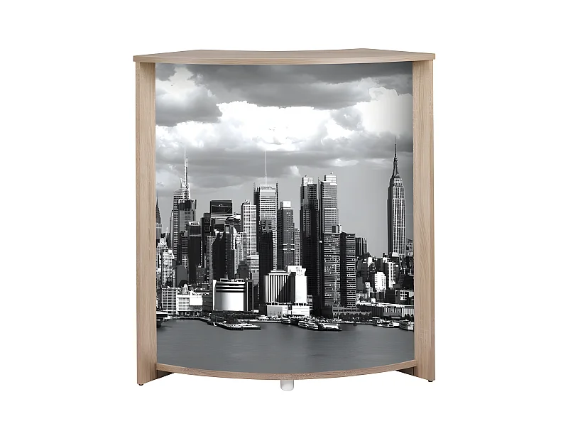 Meuble-Comptoir Bar Chêne 3 Niches 96,7 x 104,8 x 44,9 cm - Coloris: Manhattan 508
