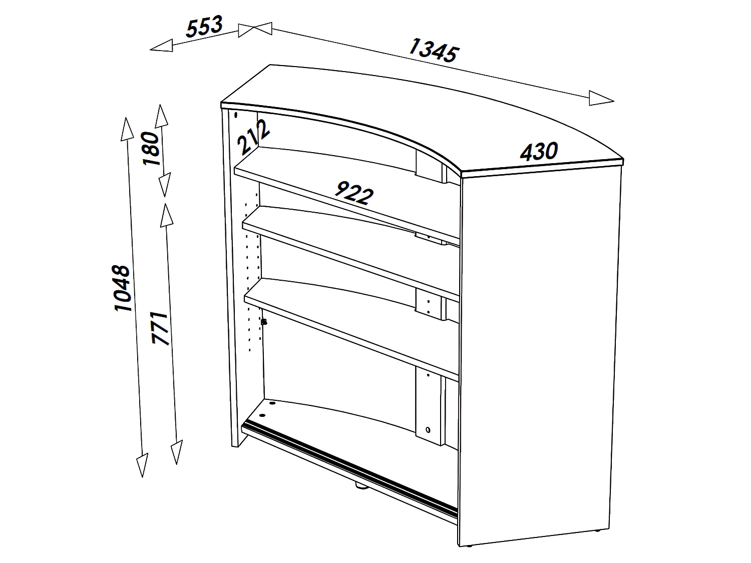 Meuble Bar Meuble Comptoir Noir ou Blanc Face Noire 134,5 x 104,8 x 55,3 cm - Coloris: Noir