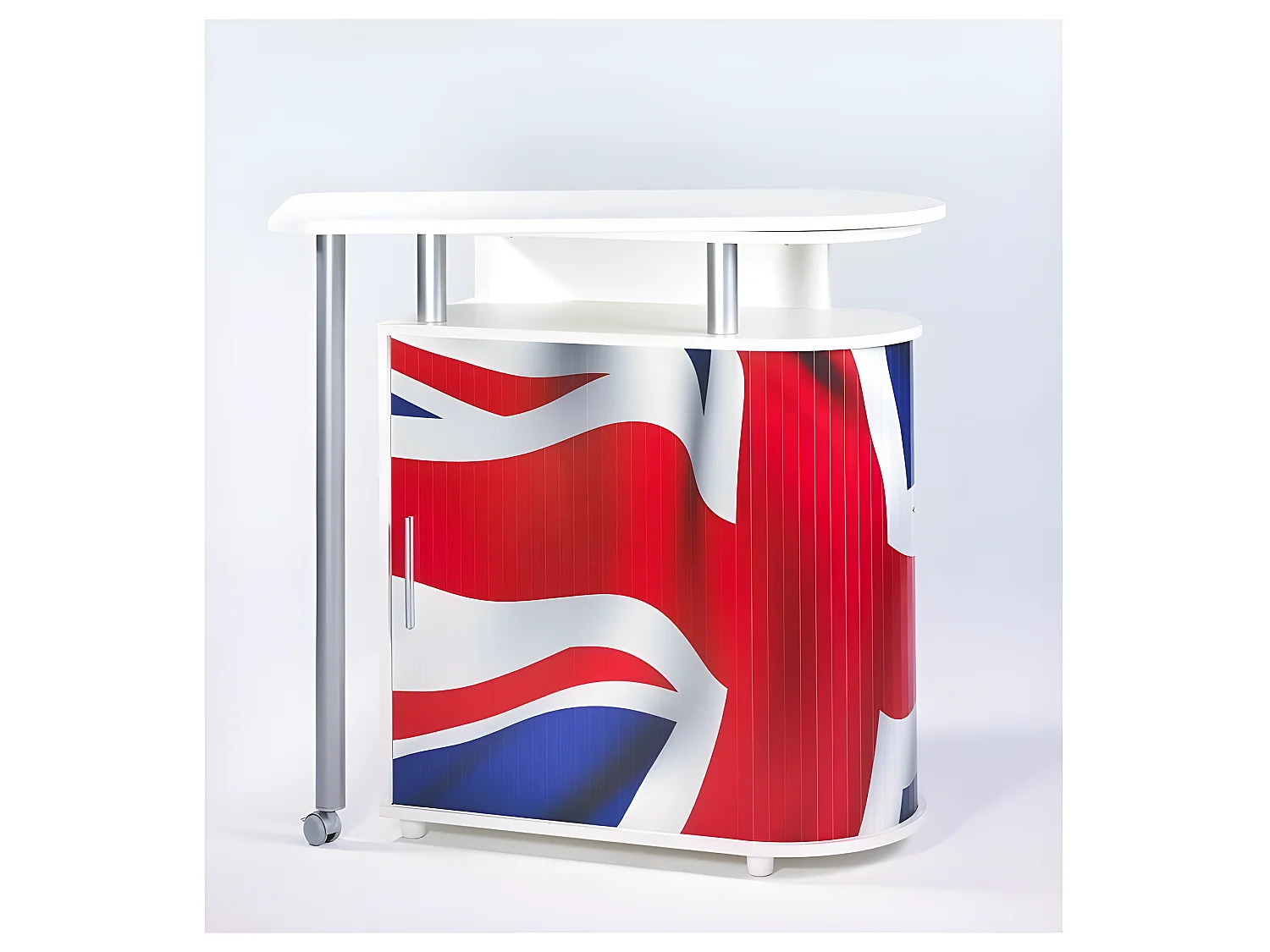 Meuble Mange-Debout Blanc Drapeau Anglais 4 Niches L 110 H 105.3 P 55 cm