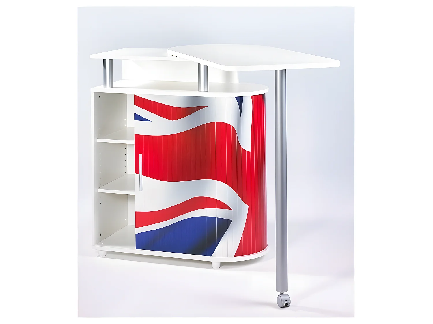 Meuble Mange-Debout Blanc Drapeau Anglais 4 Niches L 110 H 105.3 P 55 cm