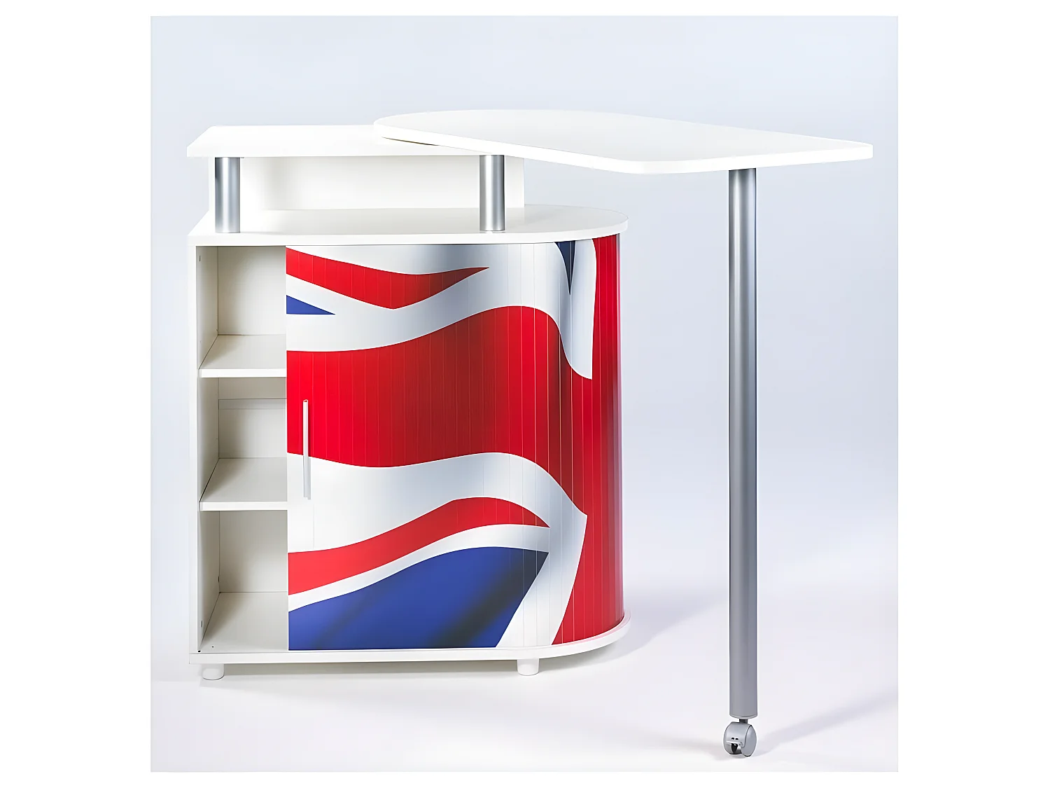 Meuble Mange-Debout Blanc Drapeau Anglais 4 Niches L 110 H 105.3 P 55 cm