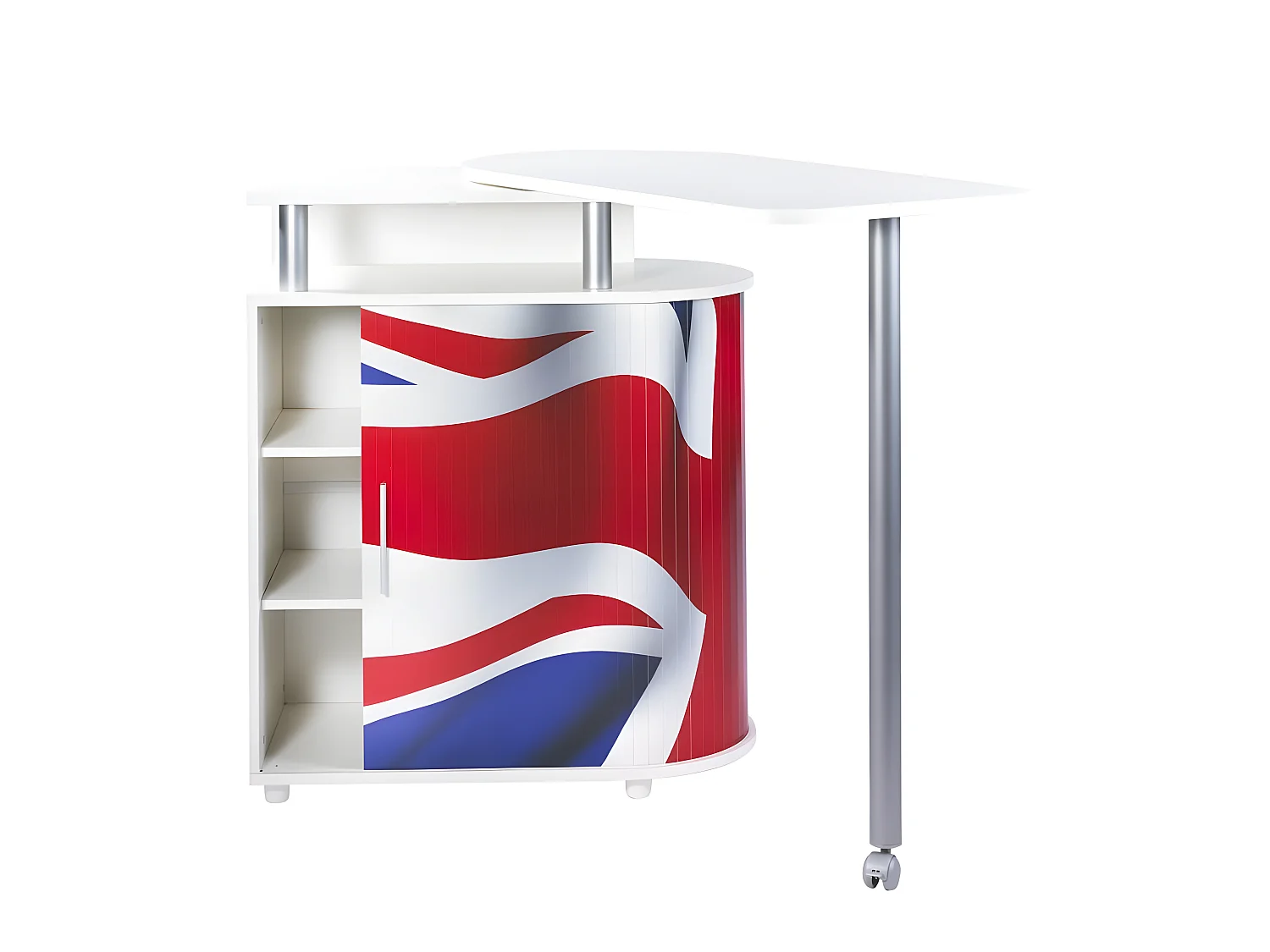 Meuble Mange-Debout Blanc Drapeau Anglais 4 Niches L 110 H 105.3 P 55 cm
