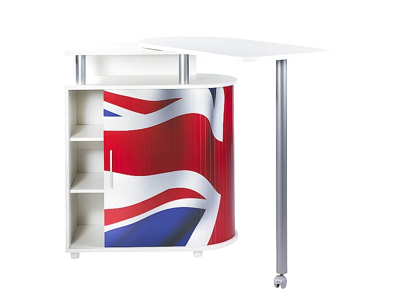 Meuble Mange-Debout Blanc Drapeau Anglais 4 Niches L 110 H 105.3 P 55 cm