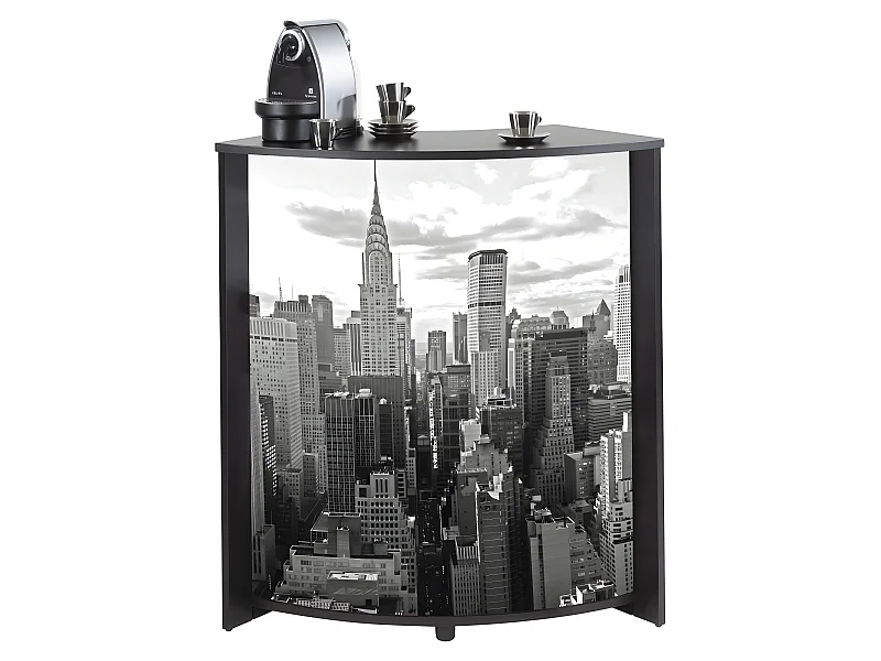 Meuble-Comptoir Bar 96 cm Noir 3 Niches - Coloris: New York 500