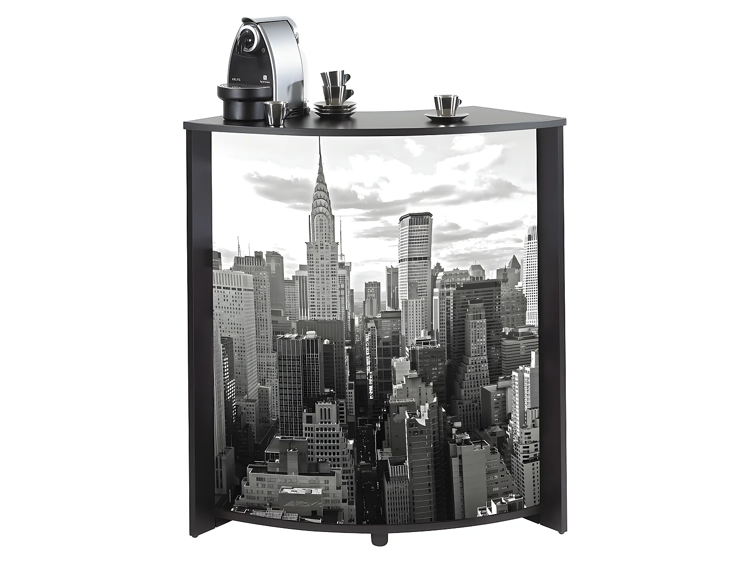 Meuble-Comptoir Bar 96 cm Noir 3 Niches - Coloris: New York 500