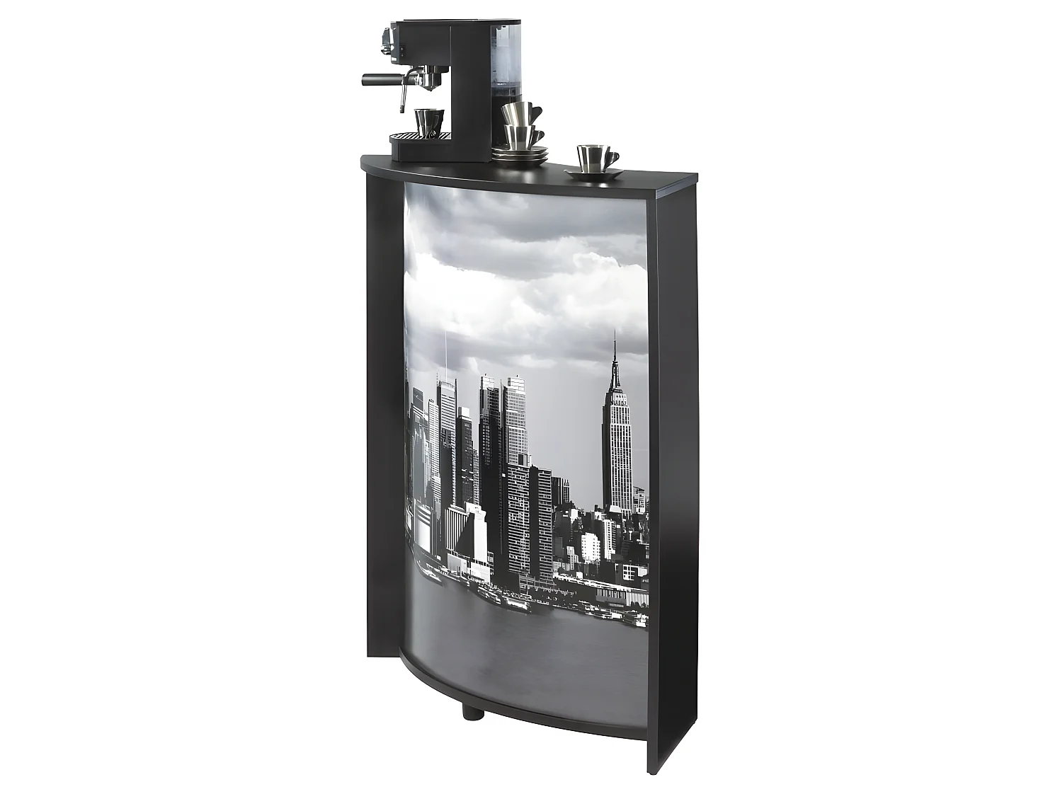 Meuble-Comptoir Bar 96 cm Noir 3 Niches - Coloris: New York 500