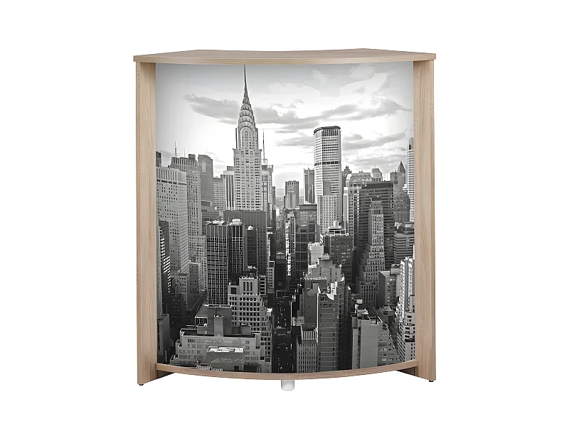 Meuble-Comptoir Bar Chêne 3 Niches 96,7 x 104,8 x 44,9 cm - Coloris: New York 500