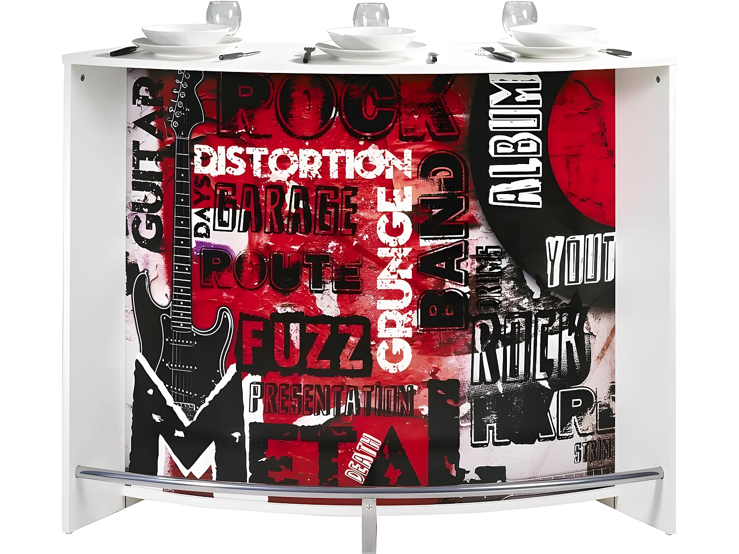 Meuble Bar, Meuble Comptoir Blanc 135 cm - Coloris: Rock 451