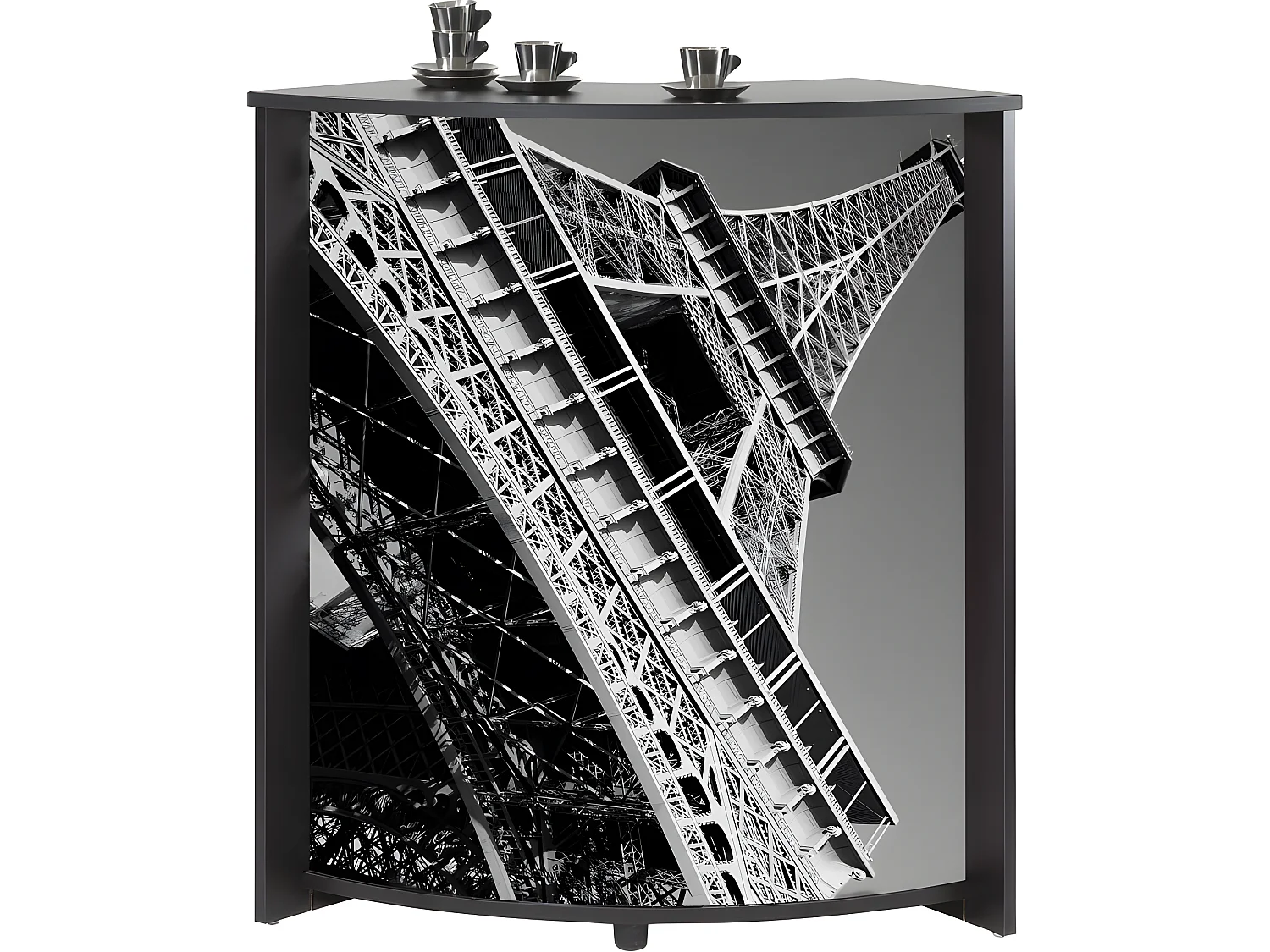 Meuble-Comptoir Bar 96 cm Noir 3 Niches - Coloris: Tour Eiffel 750 751
