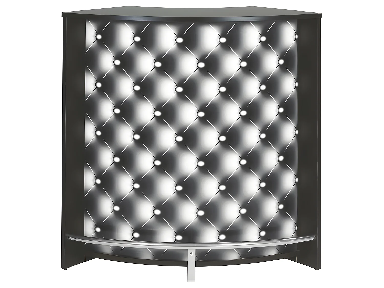 Meuble Comptoir Bar Noir 3 Niches Repose-Pieds Métal 106,9 x 104,8 x 53,3 cm - Coloris: Capitons 911