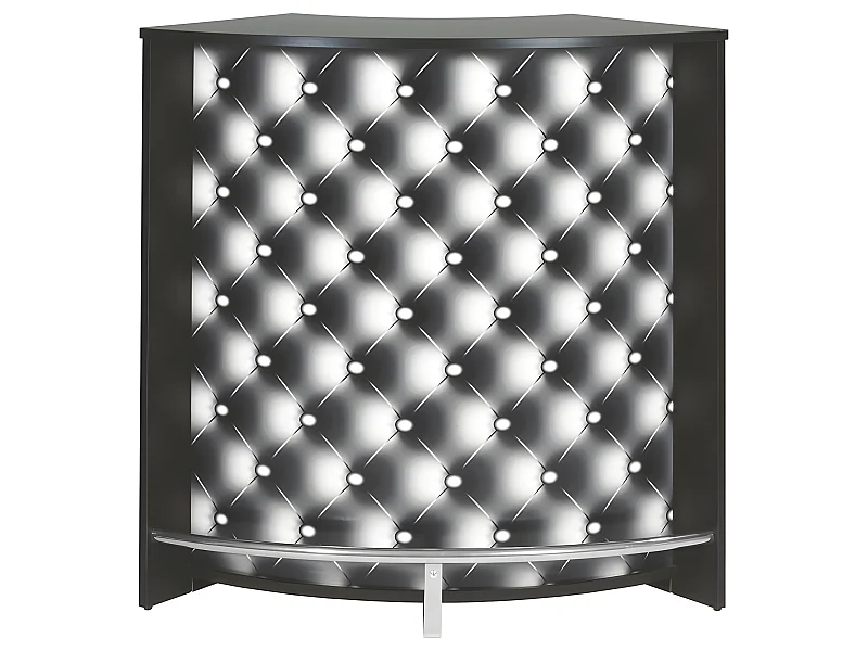 Meuble Comptoir Bar Noir 3 Niches Repose-Pieds Métal 106,9 x 104,8 x 53,3 cm - Coloris: Capitons 911