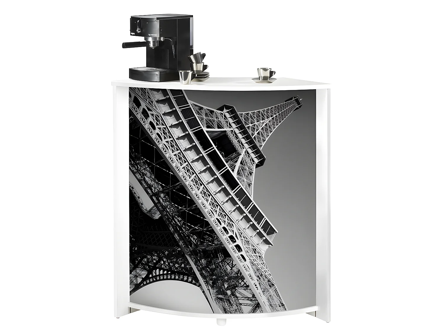 Meuble Comptoir Bar 96 cm Blanc 3 Niches - Coloris: Tour Eiffel 750 751