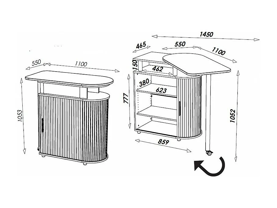 Mange-Debout Blanc Table Pivotante