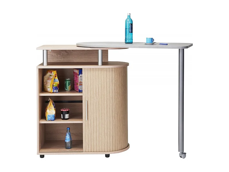 Desserte de Cuisine et Table Pivotante Chêne