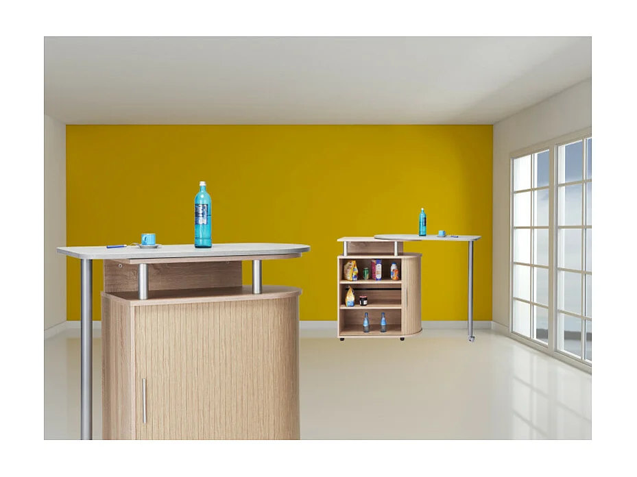 Desserte de Cuisine et Table Pivotante Chêne