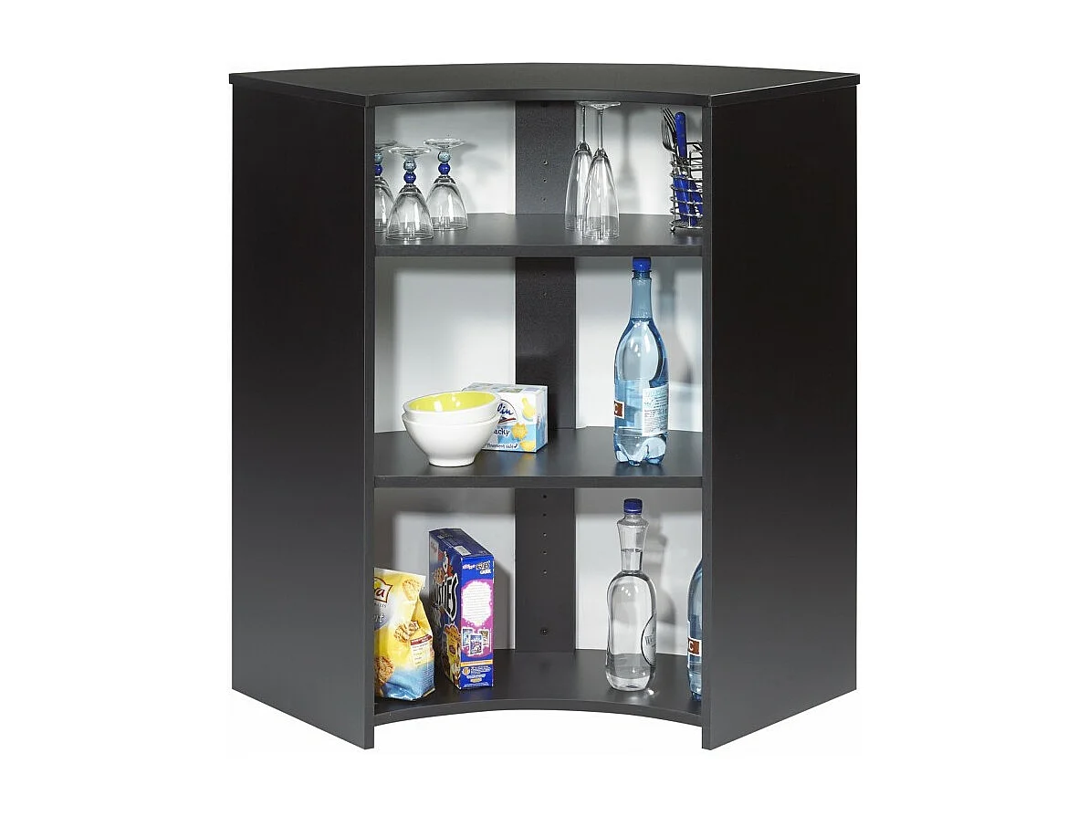 Meuble Comptoir Bar Noir 3 Niches Repose-Pieds Métal 106,9 x 104,8 x 53,3 cm - Coloris: Blanc