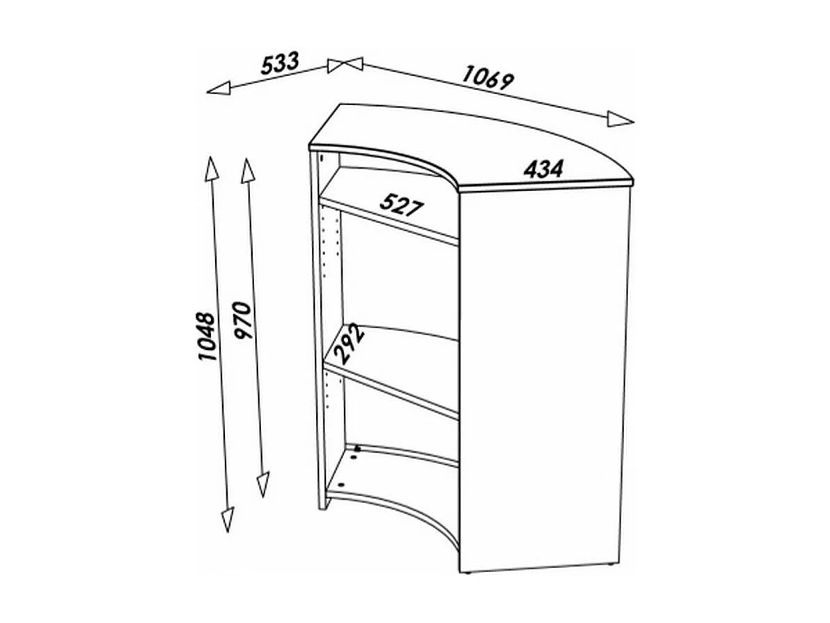 Meuble Comptoir Bar Noir 3 Niches Repose-Pieds Métal 106,9 x 104,8 x 53,3 cm - Coloris: Blanc