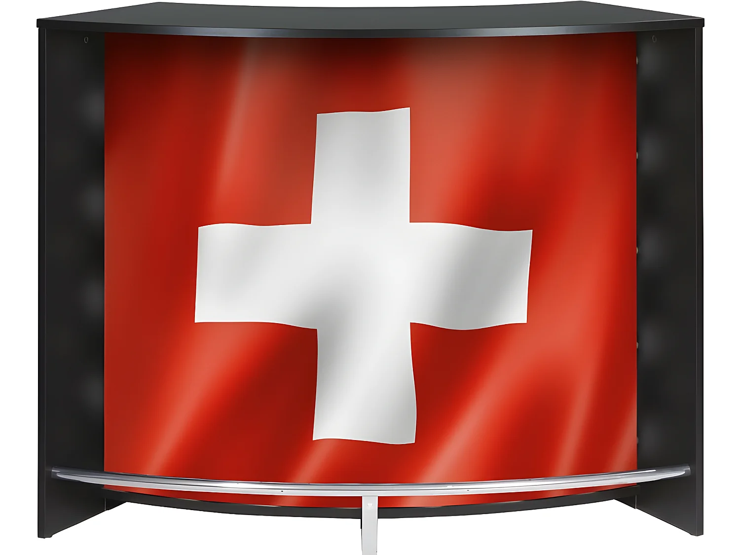 Comptoir d'Accueil 2 Portes Noir 4 Niches Serrure 134,5 x 104,8 x 55,3 cm - Coloris: Drapeau Suisse 650