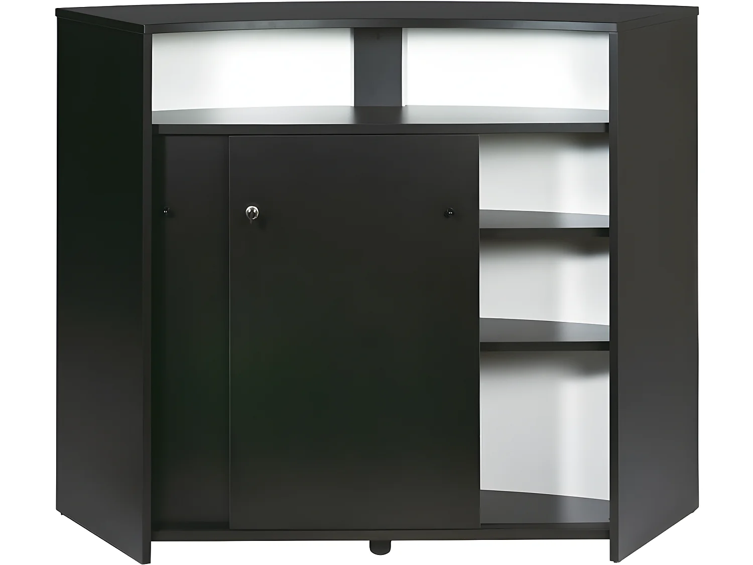 Comptoir d'Accueil 2 Portes Noir 4 Niches Serrure 134,5 x 104,8 x 55,3 cm - Coloris: Rock 451