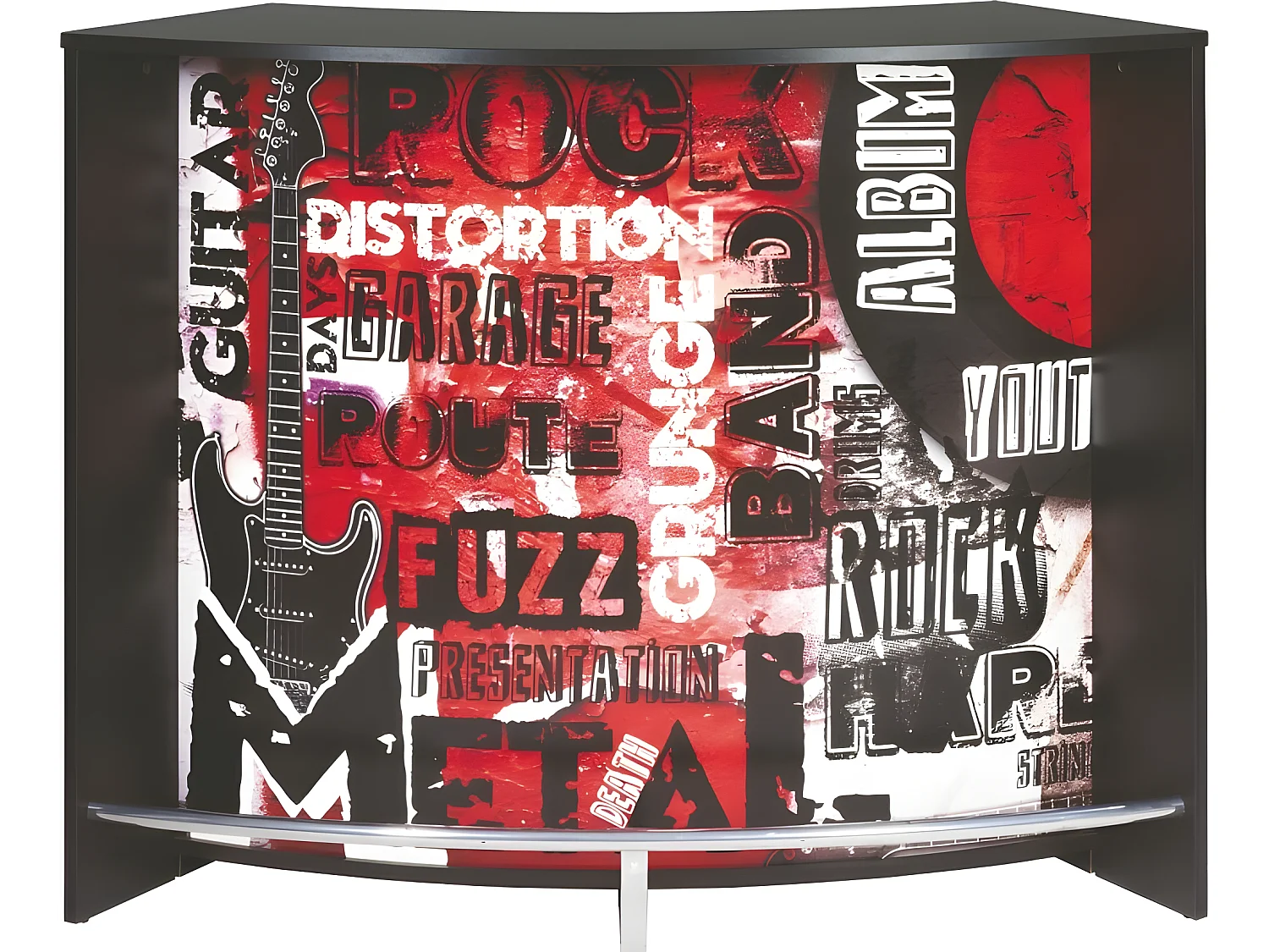 Comptoir d'Accueil 2 Portes Noir 4 Niches Serrure 134,5 x 104,8 x 55,3 cm - Coloris: Rock 451