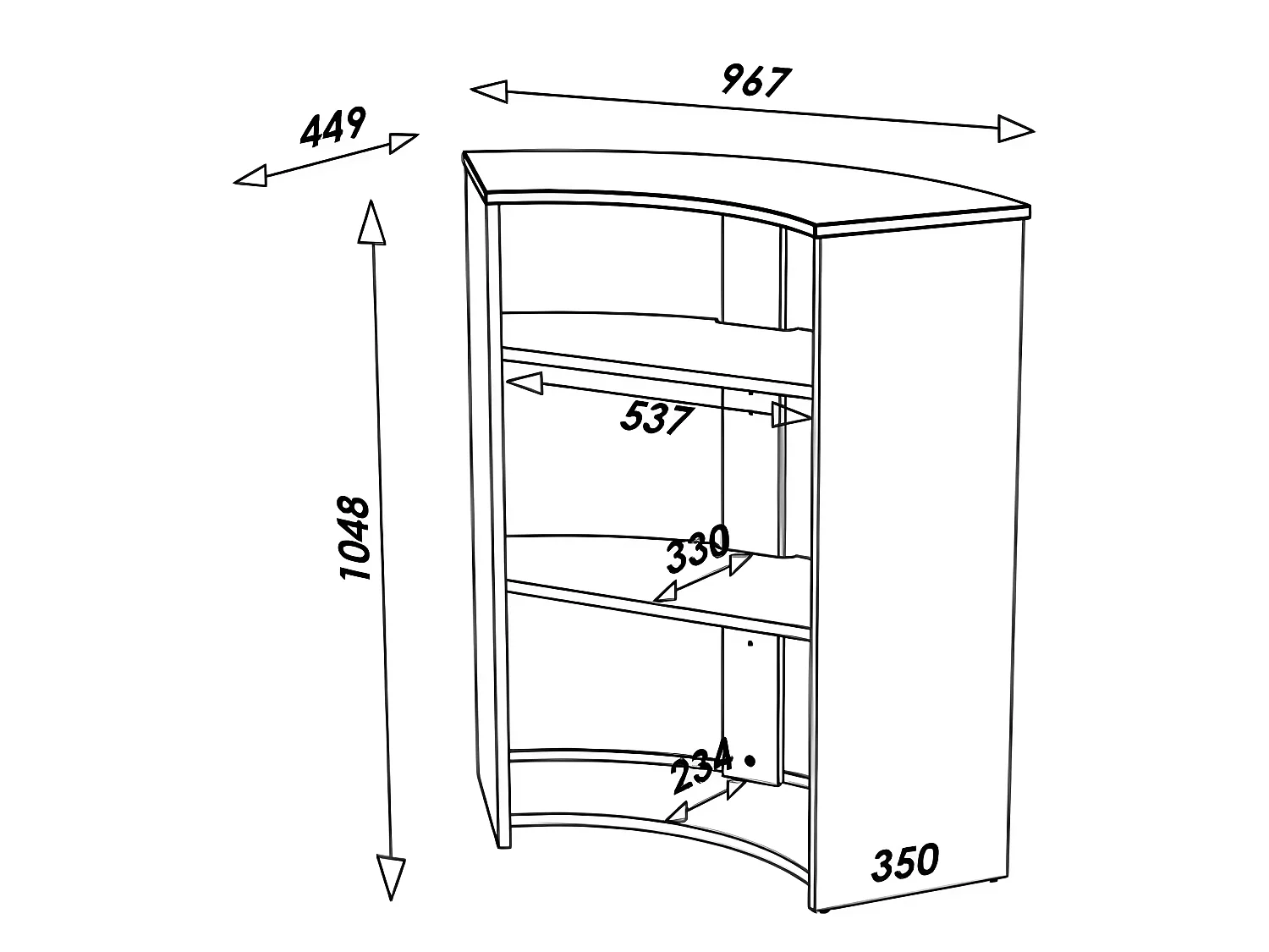 Meuble-Comptoir Bar 96 cm Noir 3 Niches - Coloris: Blanc