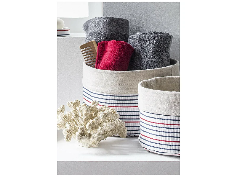 Lot de 2 paniers de rangement à rayures en polycoton MAGELLAN