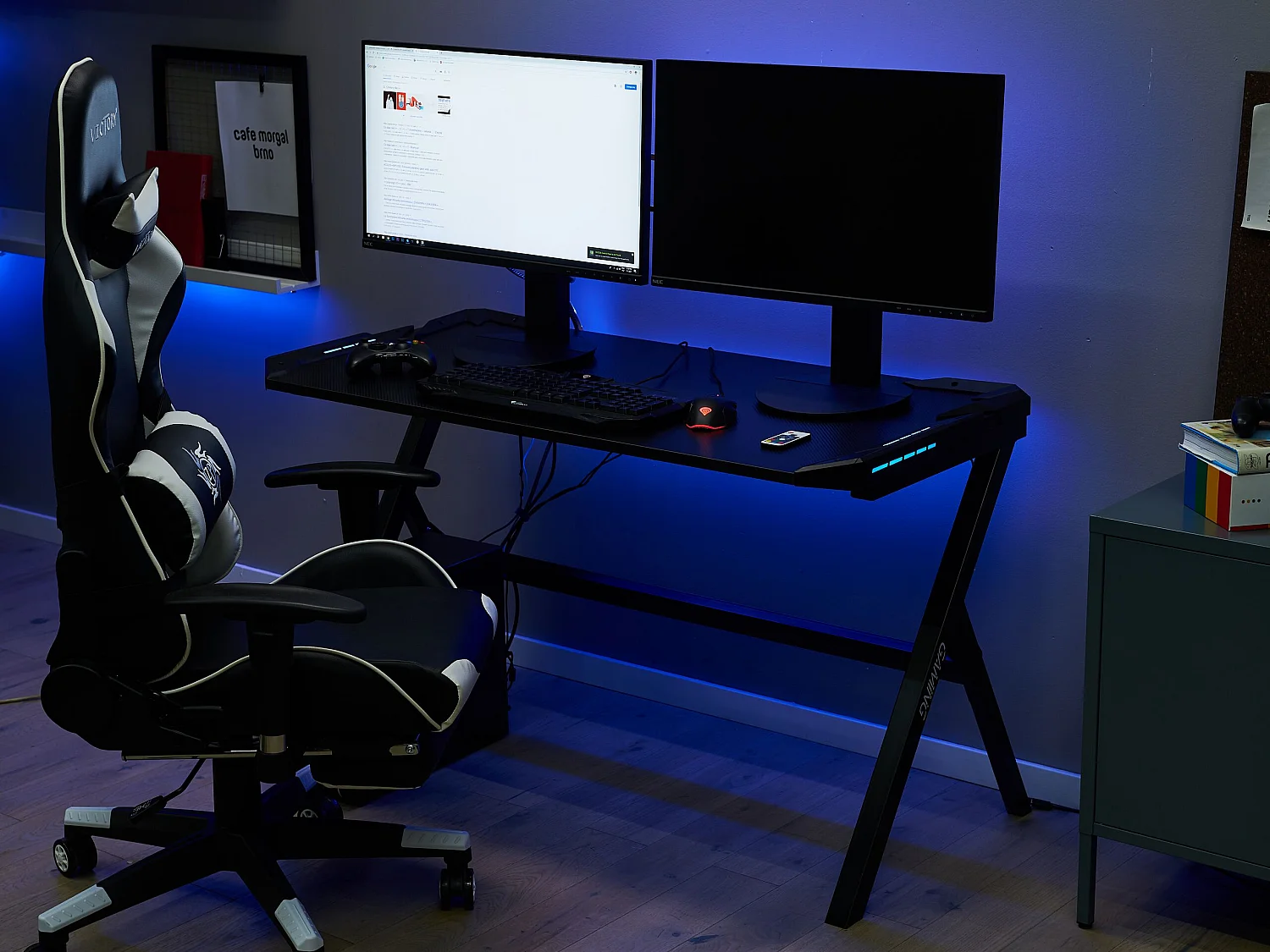 Bureau de jeu DANVERS Noir 120 cm 60 cm LED RVB