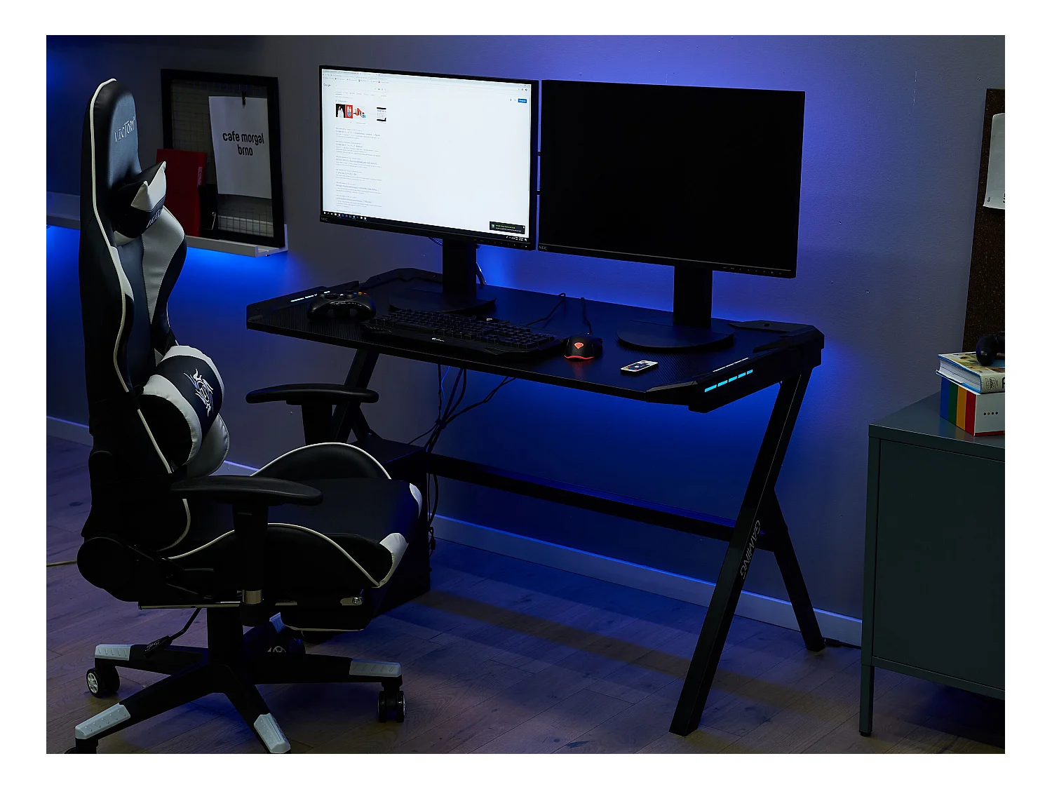 Bureau de jeu DANVERS Noir 120 cm 60 cm LED RVB