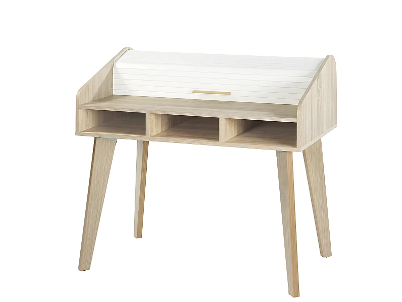 Bureau Dos d'âne Vintage Rideau Blanc - Nombre de tiroirs: 0 Tiroir