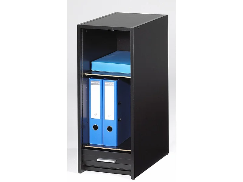 Bureau Noir 2 Caissons à Rideau 120 cm - Coloris: Noir