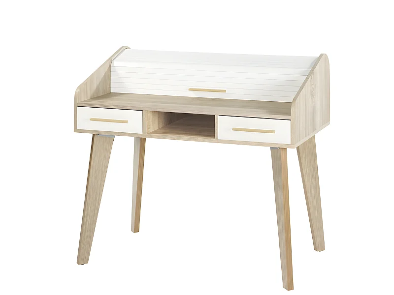 Bureau Dos d'âne Vintage Rideau Blanc - Nombre de tiroirs: 2 Tiroirs