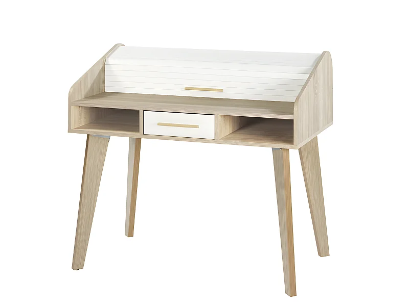 Bureau Dos d'âne Vintage Rideau Blanc - Nombre de tiroirs: 1 Tiroir