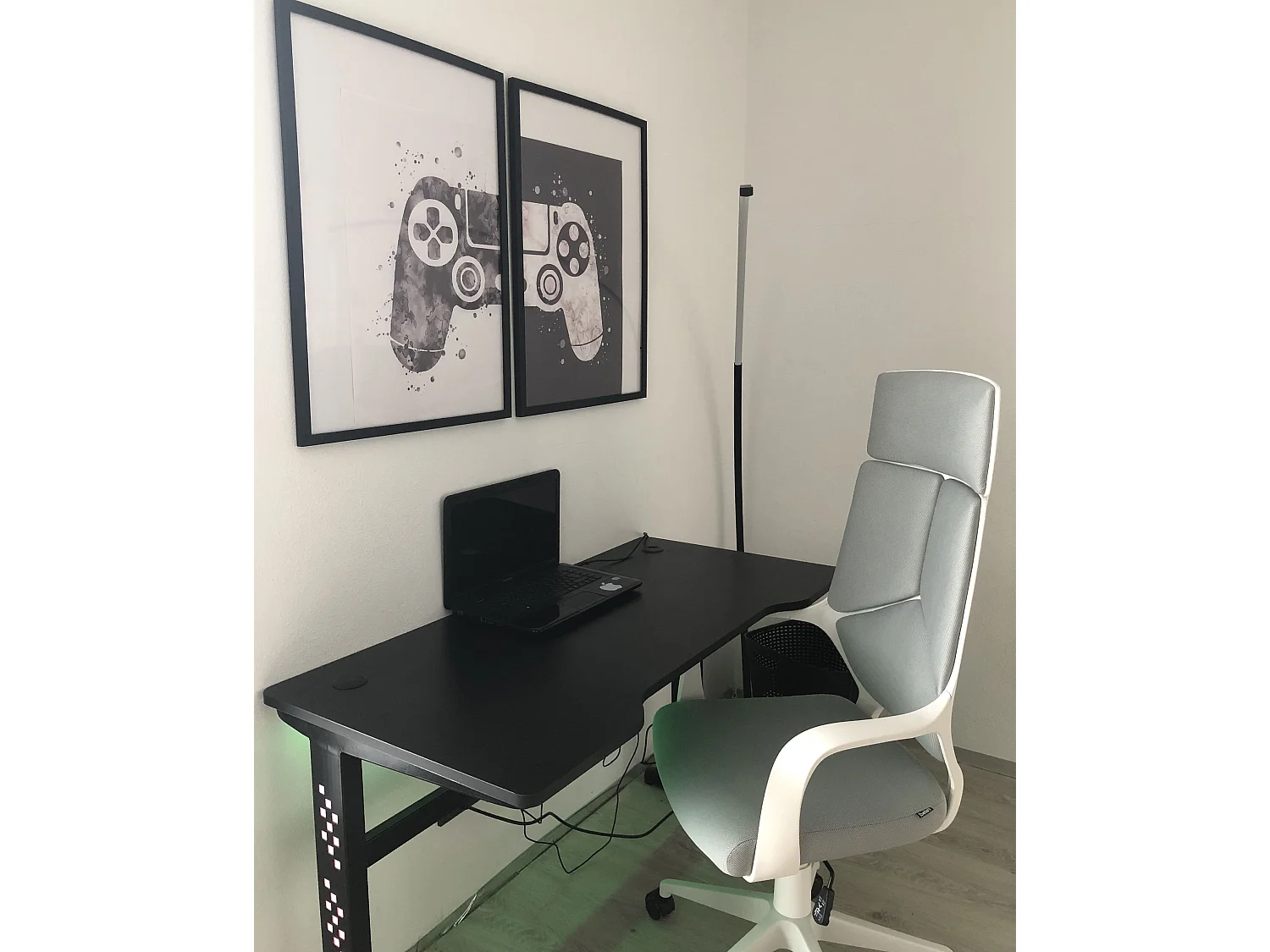 Secretária de jogos DEXTER Preto 120 cm 60 cm LED RGB