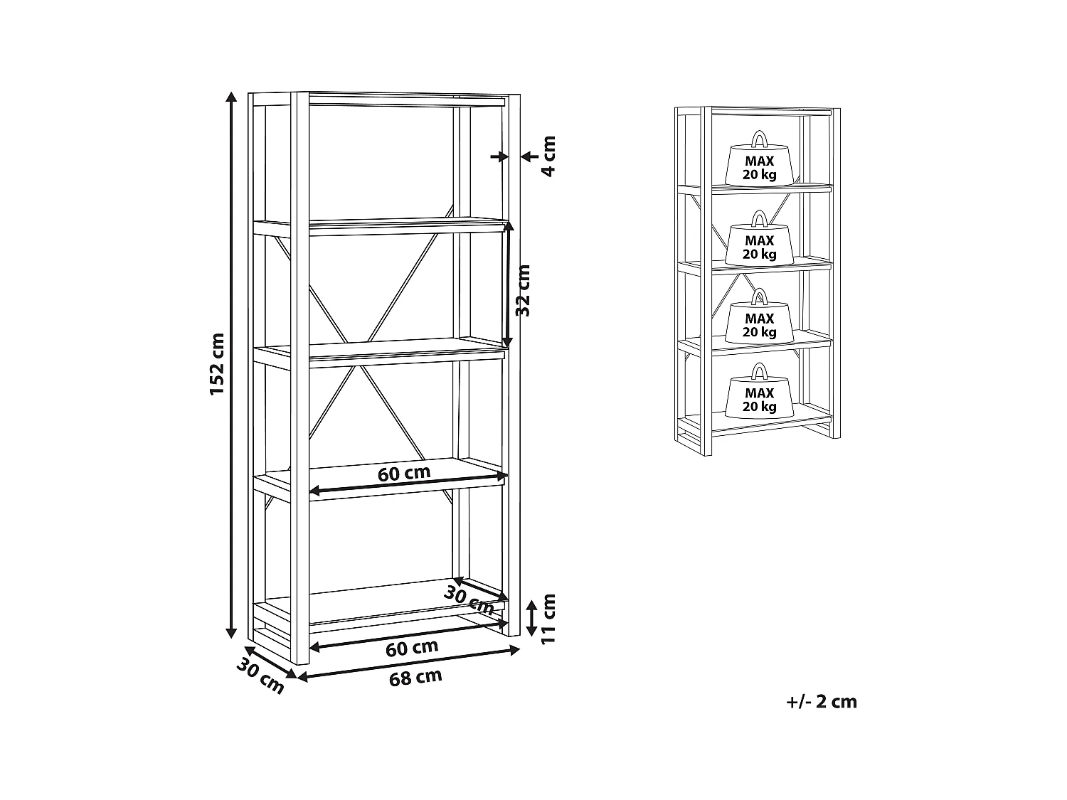 Étagère à 4 niveaux JENKS 152 cm Blanc