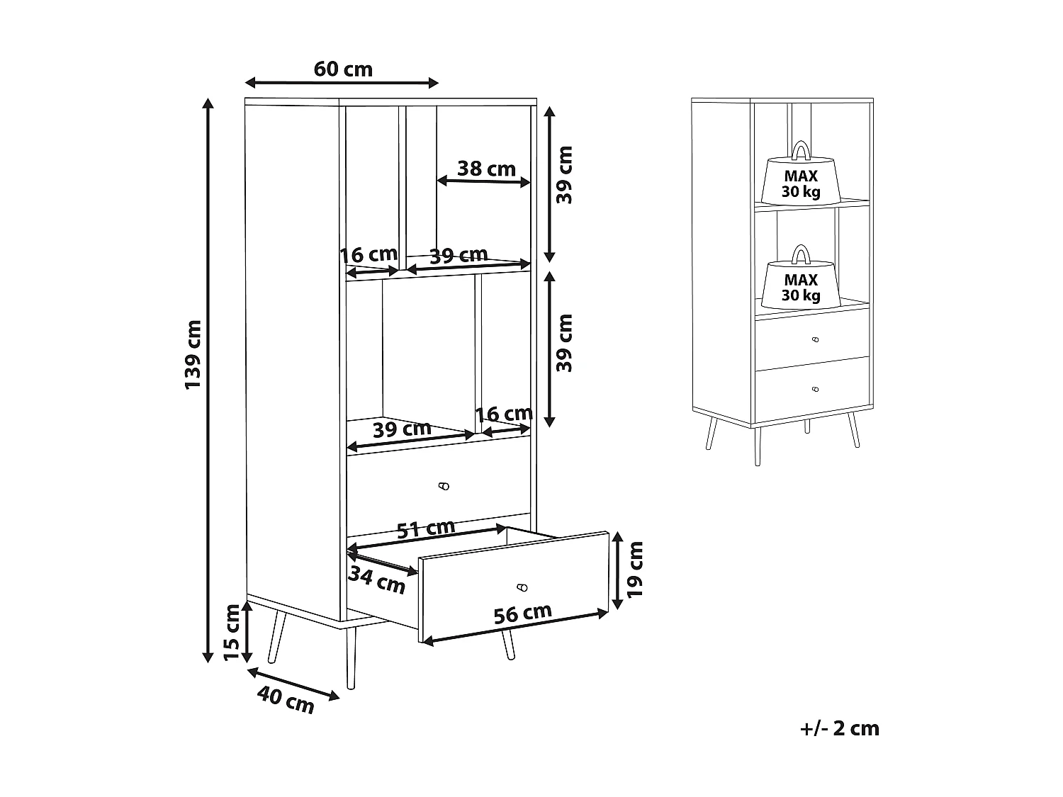Meuble de rangement RICHMOND 139 cm Chêne clair