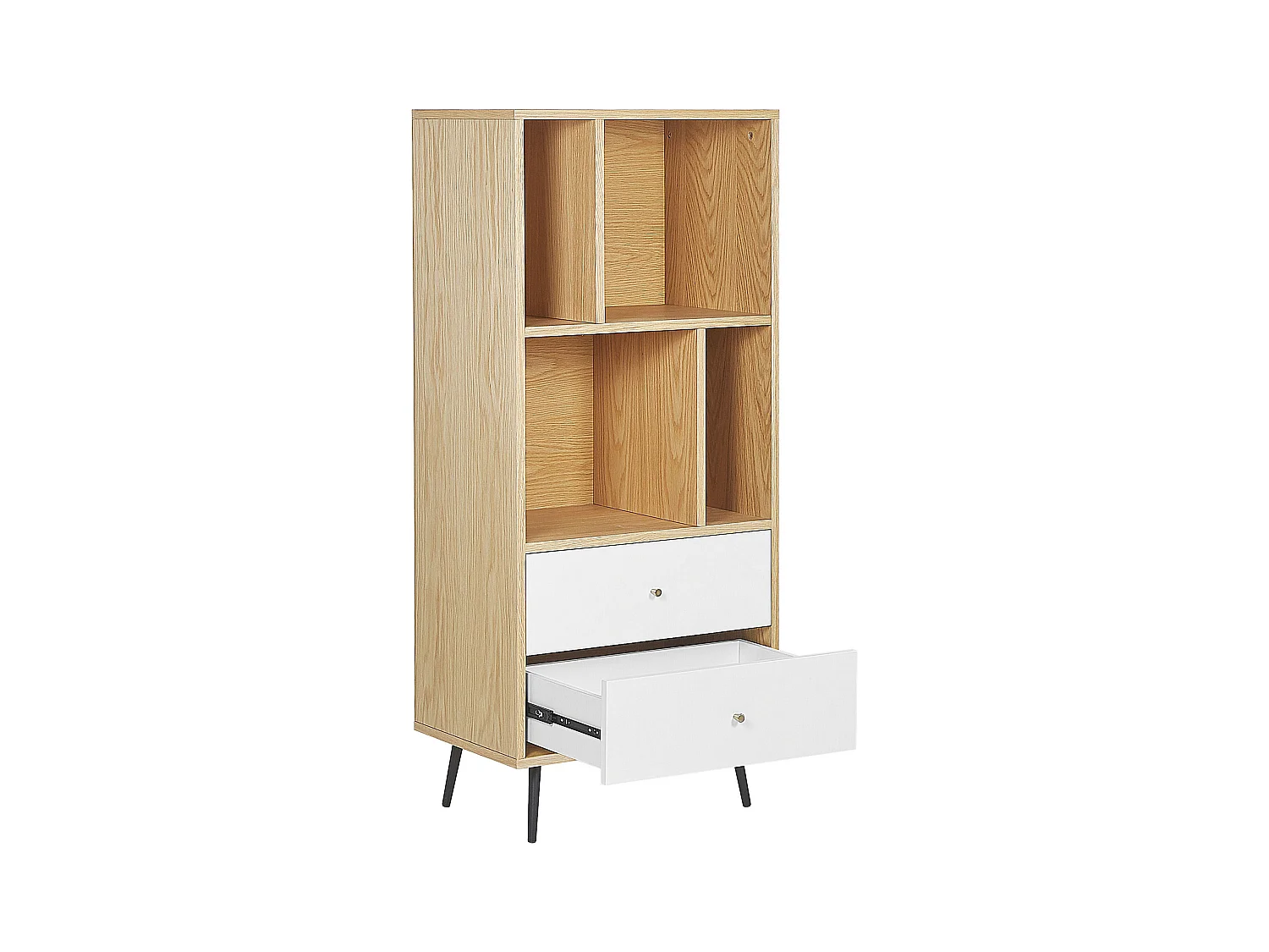 Modernes Regal hellbraun/weiß mit 2 Schubladen und 4 Fächern Richmond