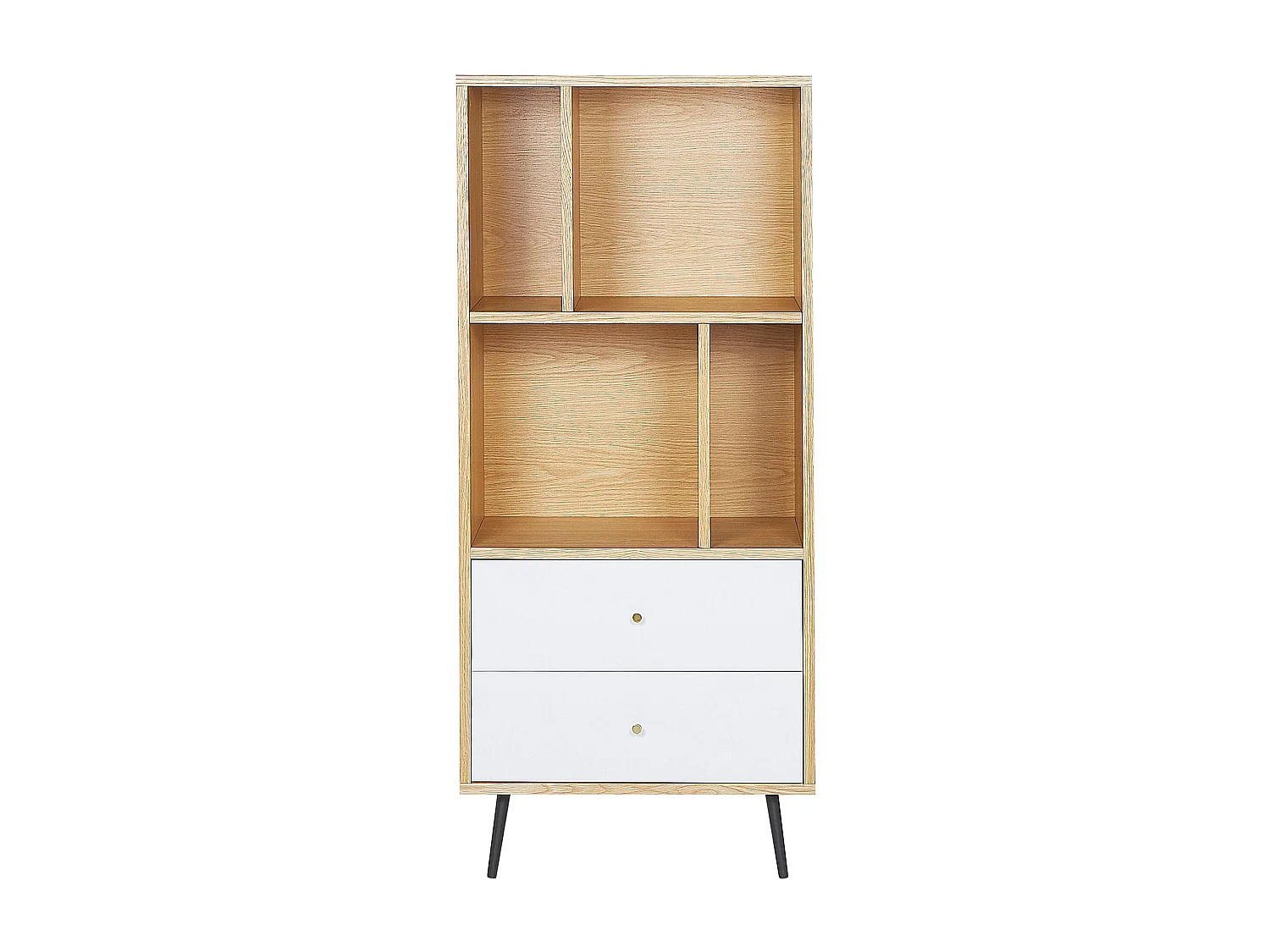 Modernes Regal hellbraun/weiß mit 2 Schubladen und 4 Fächern Richmond